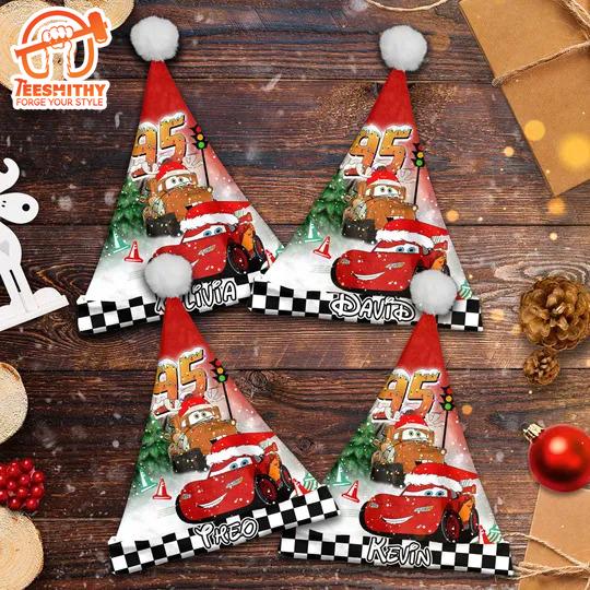 Personalize Cars Christmas Santa Hat, Lightning McQueen And Mater Christmas Hat