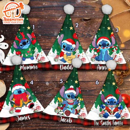 Personalize Cute Stitch Christmas Santa Hat, Lilo & Stitch Xmas Santa Hat