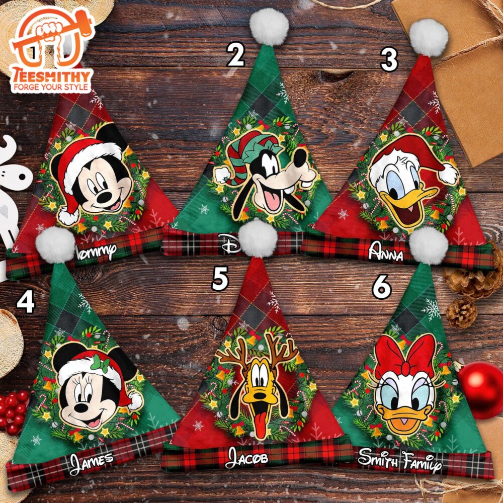 Personalize Mickey And Friends Classic Christmas Santa Hat, Mickey Mouse Cartoon Movie