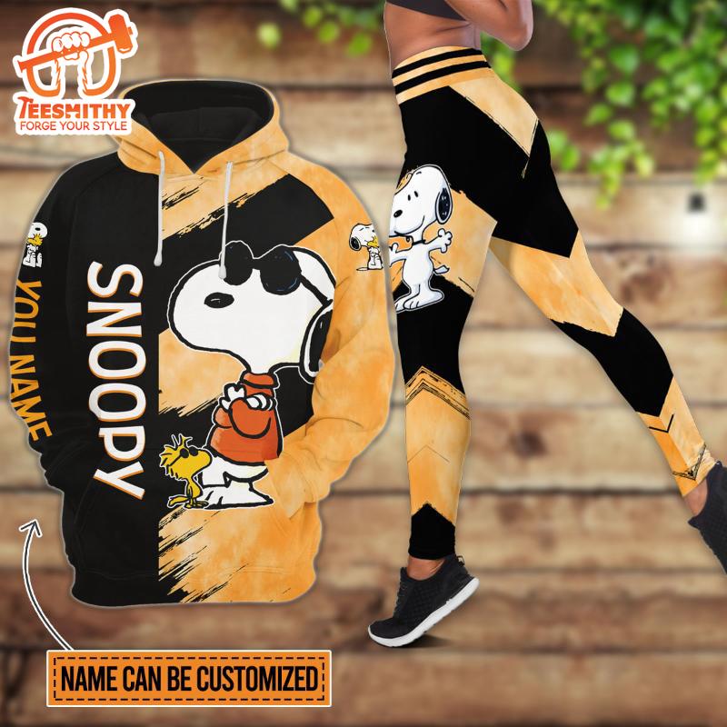 Personalize Name Snoopy Pattern Hoodie And Leggings Set