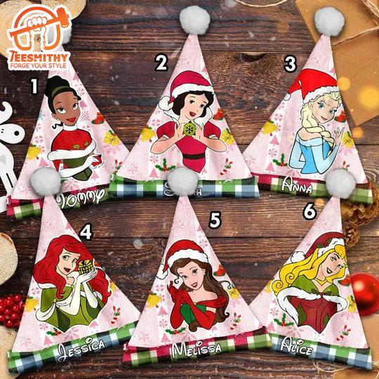 Personalize Princess Characters Christmas Santa Hat, Princess Christmas Hat