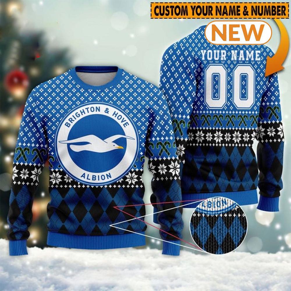 Personalized Brighton & Hove Albion  Ugly Christmas Sweater Shirt, Sweatshirt