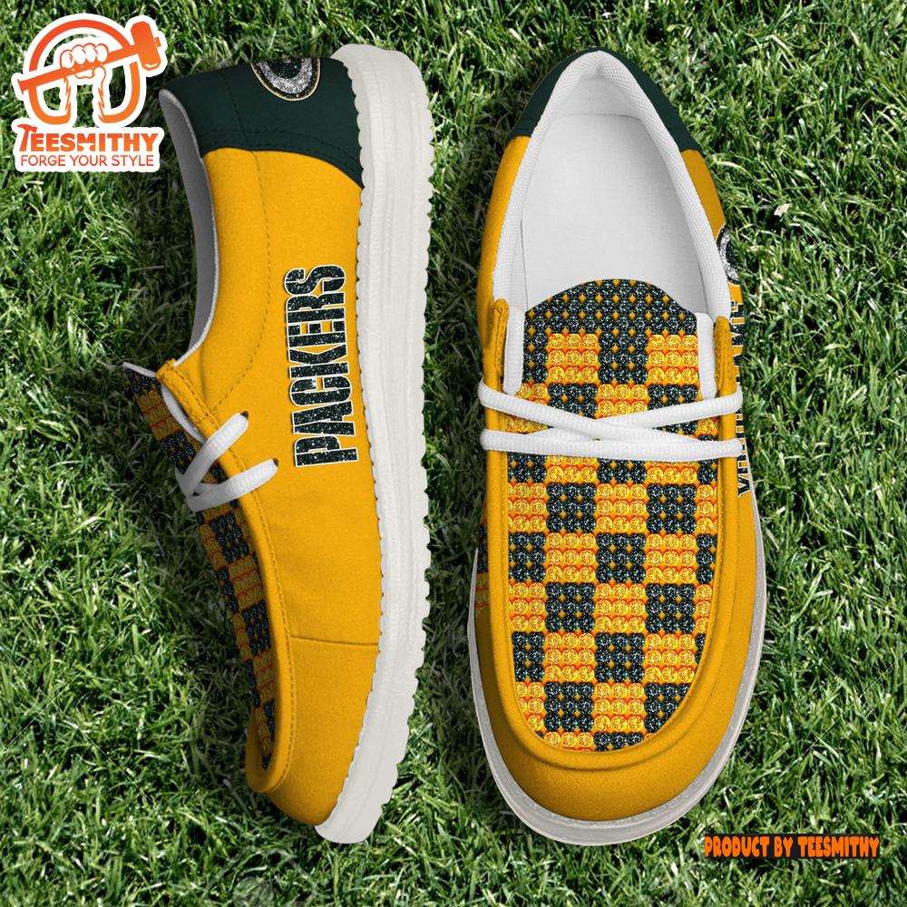 Personalized Green Bay Packers NFL 32 Teams HeyDude Canvas Loafer Shoes