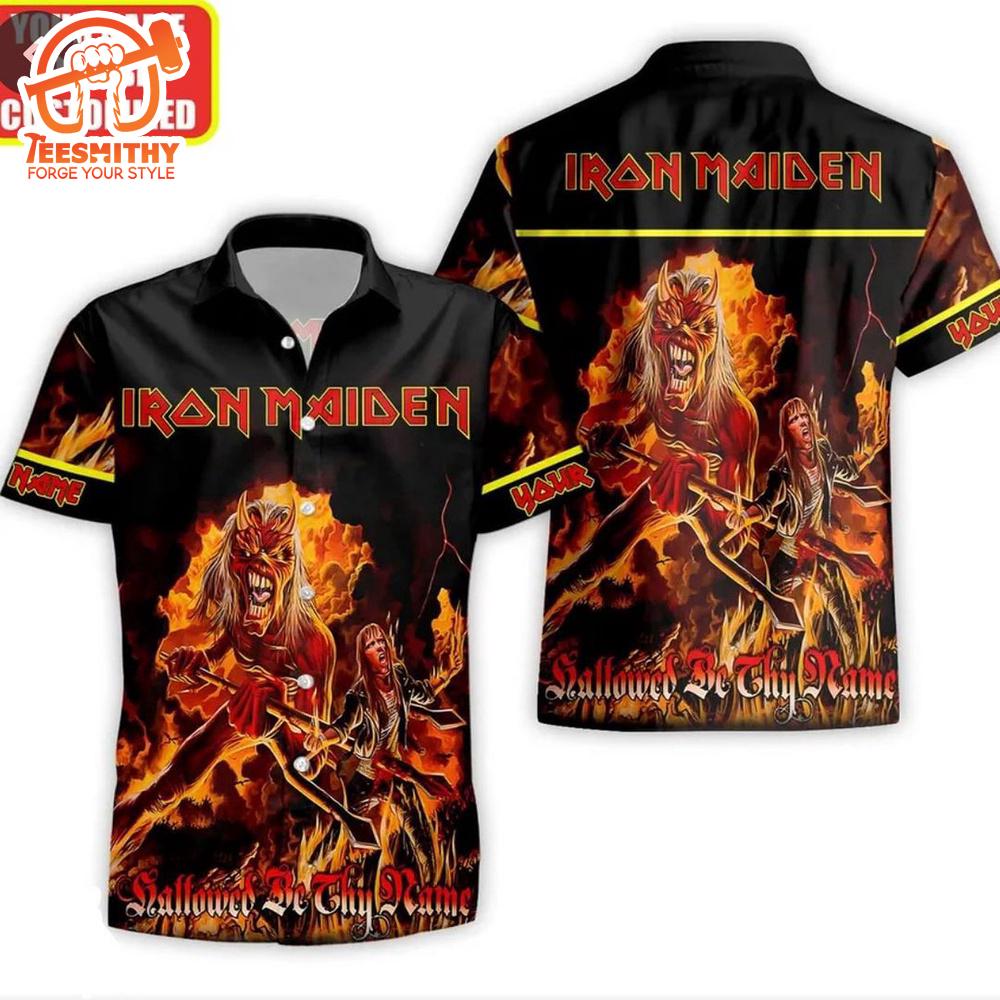 Personalized Iron Maiden Eddie Inferno Short Sleeve Aloha Shirt