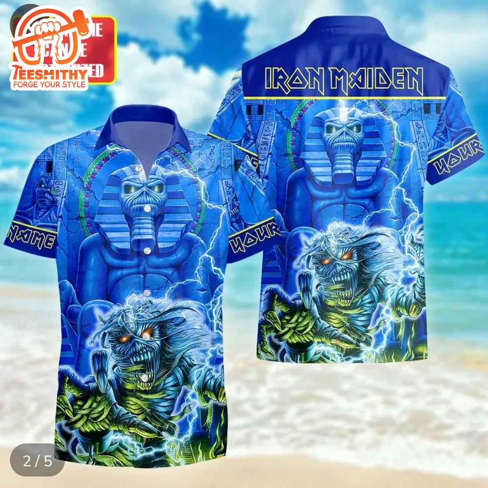 Personalized Iron Maiden Electric Pharaoh Short Sleeve Aloha Shirt