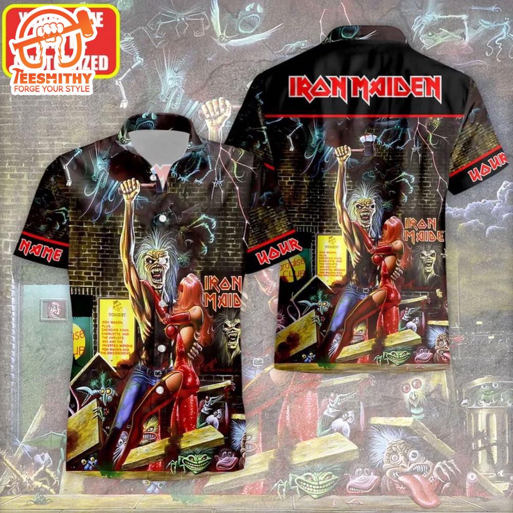 Personalized Iron Maiden Electric Street Eddie Short Sleeve Aloha Shirt