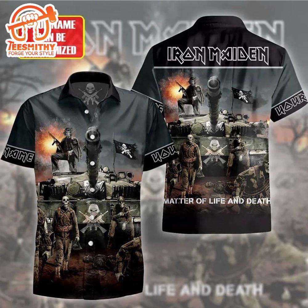 Personalized Iron Maiden Life and Death Battle Short Sleeve Aloha Shirt