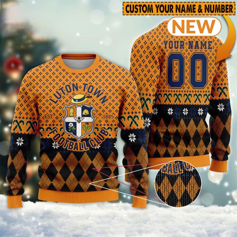 Personalized Luton Town  Ugly Christmas Sweater Shirt, Sweatshirt