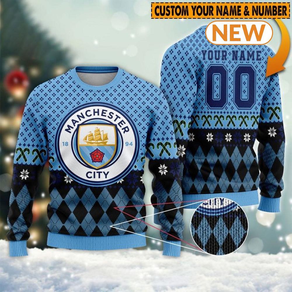 Personalized Manchester City  Ugly Christmas Sweater Shirt, Sweatshirt