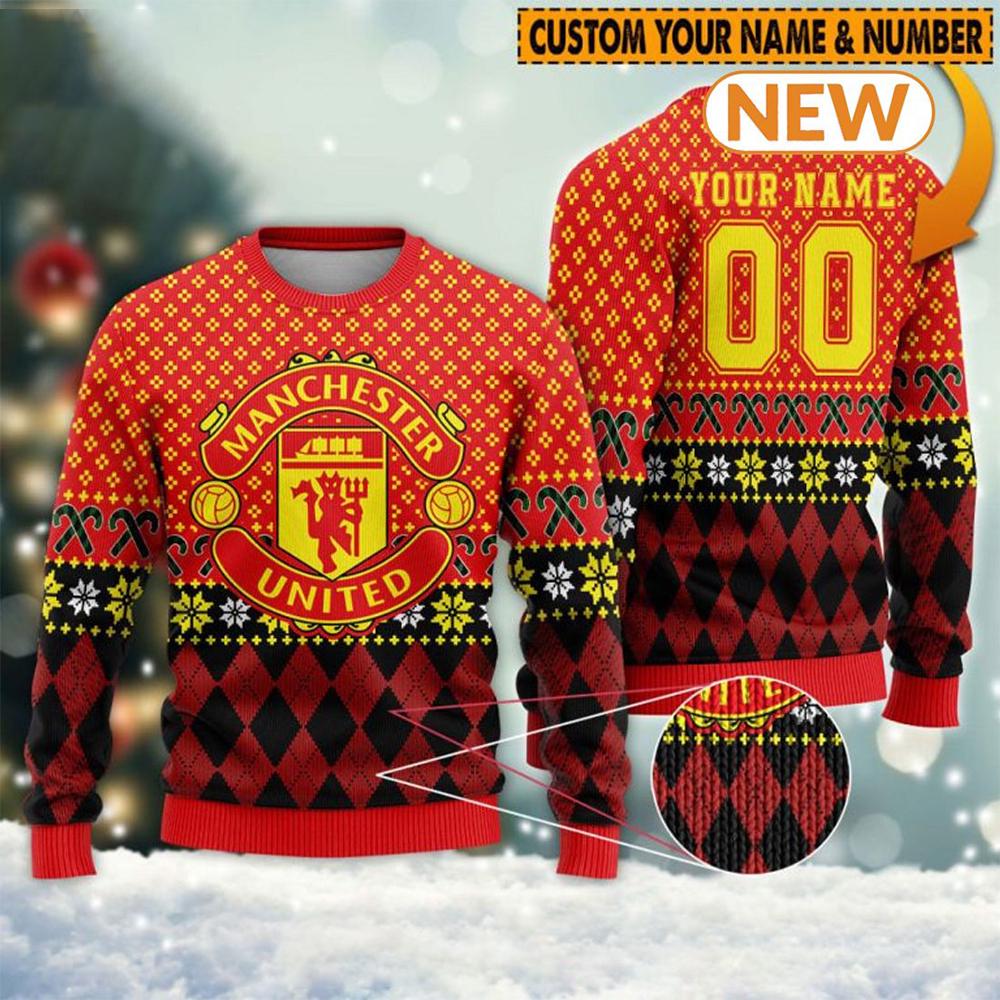 Personalized Manchester United  Ugly Christmas Sweater Shirt, Sweatshirt