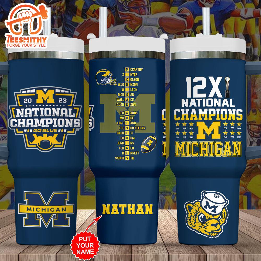 Personalized Michigan Wolverines Football 40oz Stanley Tumbler For Fan Gift Christmas