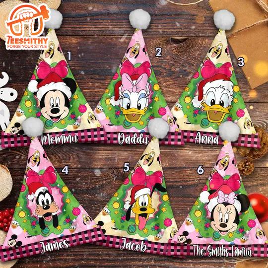 Personalized Mickey And Friends Head Christmas Santa Hat, Mickey Mouse Xmas Santa Hat