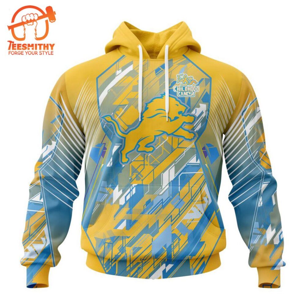 Personalized NFL Detroit Lions Fearless Against Childhood Cancers Hoodie  Gift Christmas