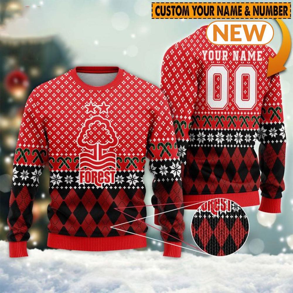 Personalized Nottingham Forest  Ugly Christmas Sweater Shirt, Sweatshirt