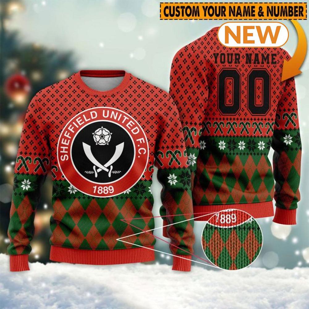 Personalized Sheffield United  Ugly Christmas Sweater Shirt, Sweatshirt