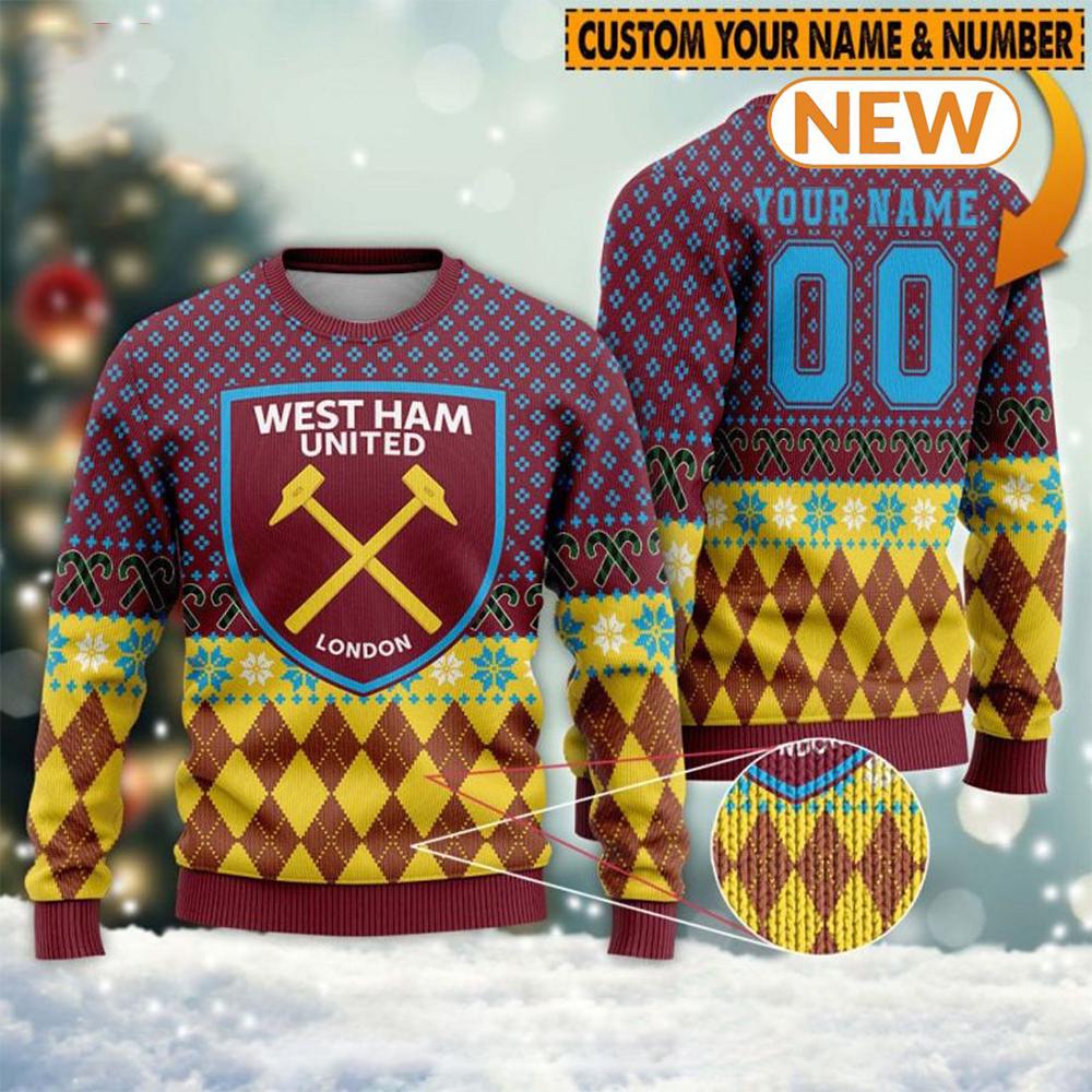 Personalized West Ham United  Ugly Christmas Sweater Shirt, Sweatshirt