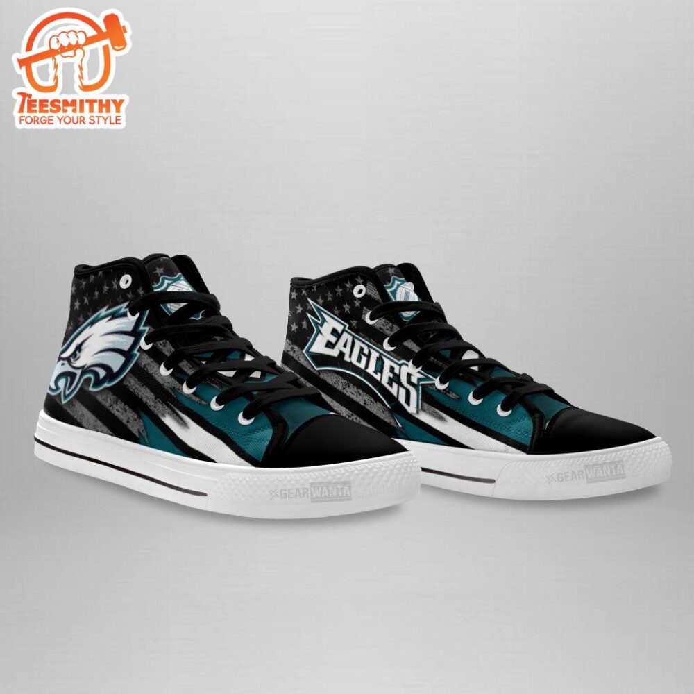 Philadelphia Eagles High Top Shoes Custom American Flag Sneakers