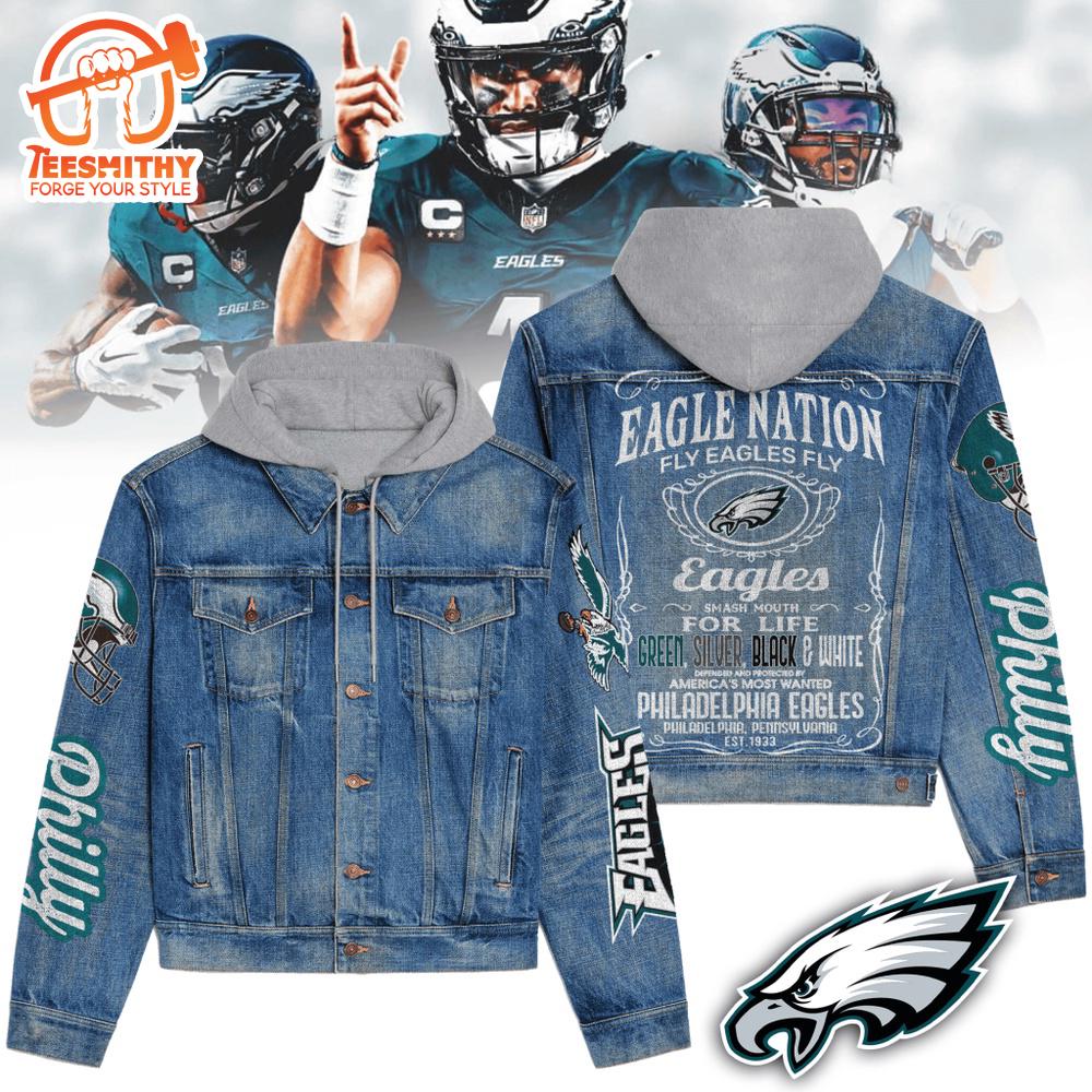 Philadelphia Eagles Men’s Premium Hooded Denim Jacket