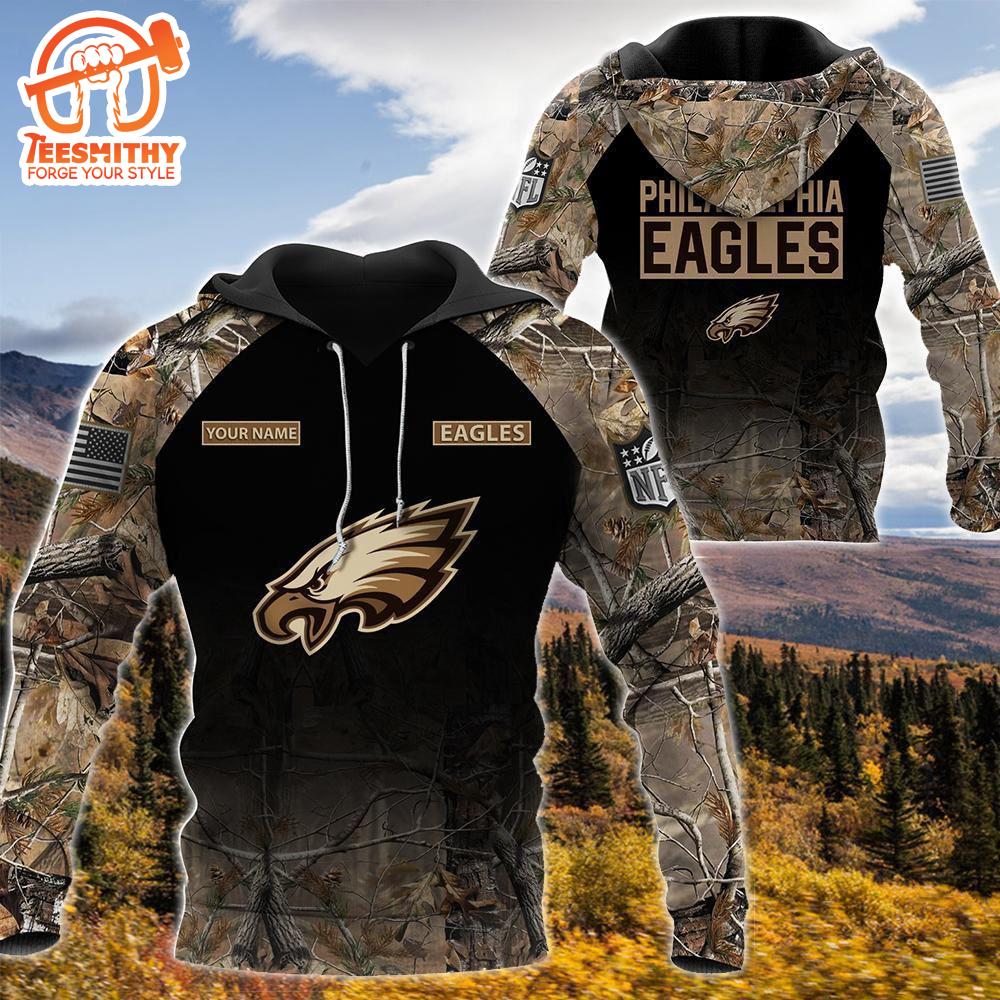 Philadelphia Eagles Personalized Your Name Hunting Camo Hoodie  Gift Christmas