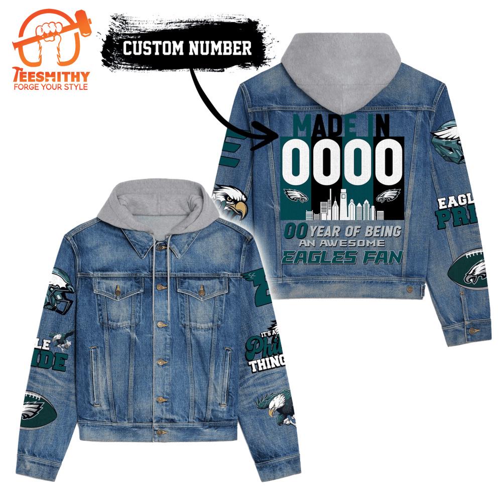 Philadelphia Eagles Premium Hooded Denim Jacket