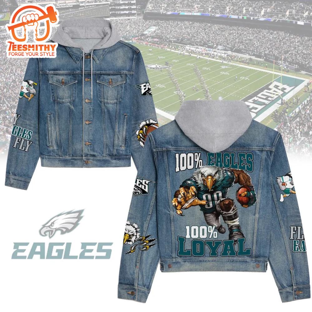 Philadelphia Eagles Premium Hooded Denim Jacket Version 2