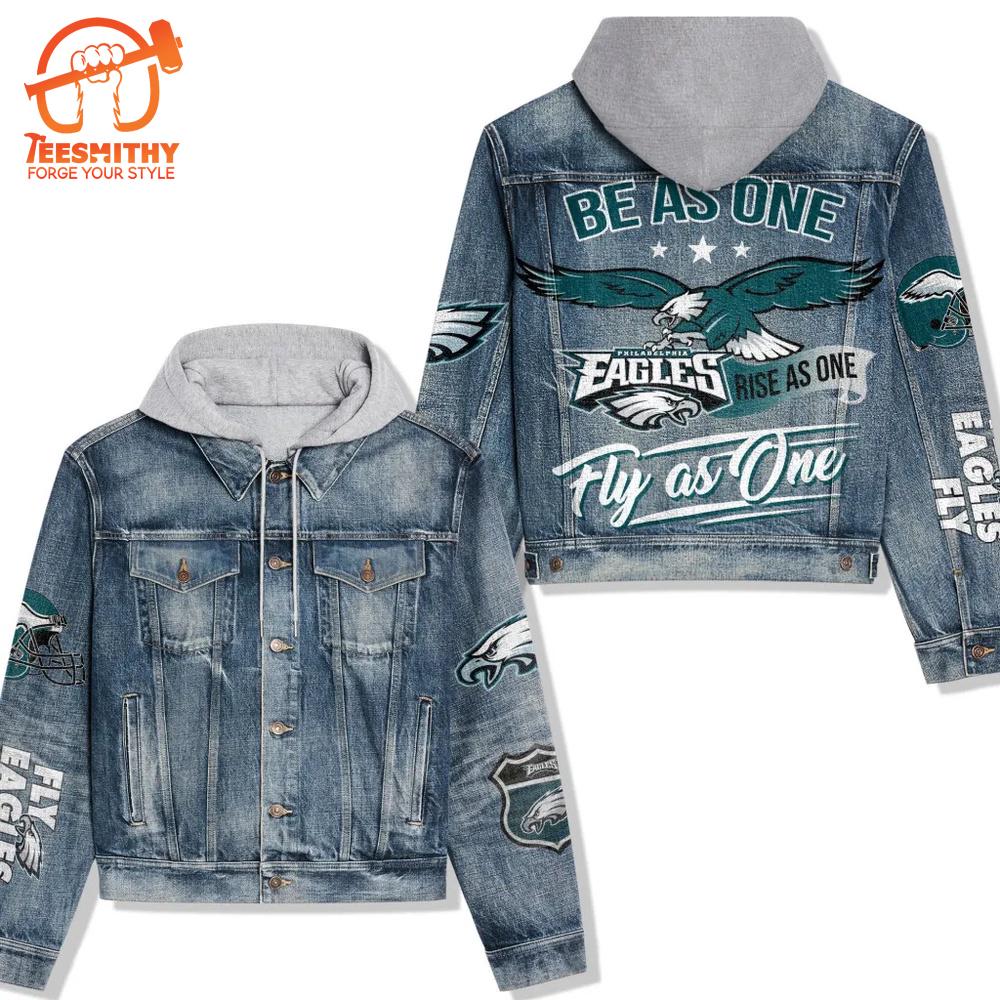 Philadelphia Eagles Premium Hooded Denim Jacket Version 3