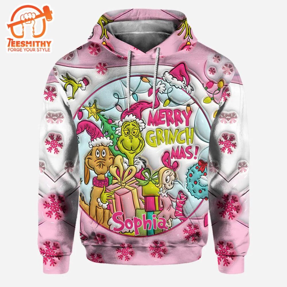 Pink Christmas – Personalized Grinch Stole Christmas Hoodie and Leggings