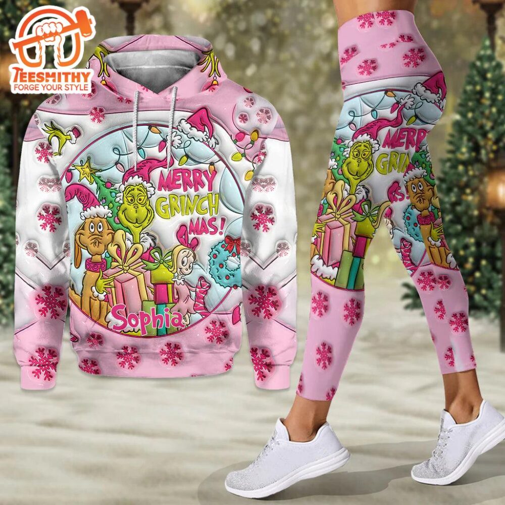 Pink Christmas – Personalized Grinch Stole Christmas Hoodie and Leggings