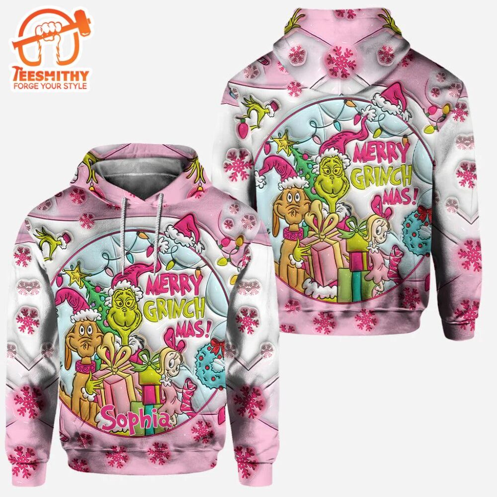 Pink Christmas – Personalized Grinch Stole Christmas Hoodie and Leggings