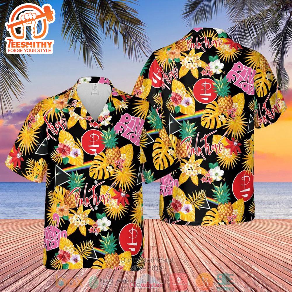 Pink Floyd Band Pineapple Black Yellow Hawaiian Shirt