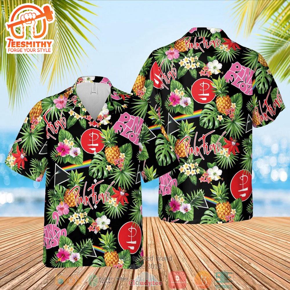 Pink Floyd Band Pineapple With Leaves Hawaiian Shirt