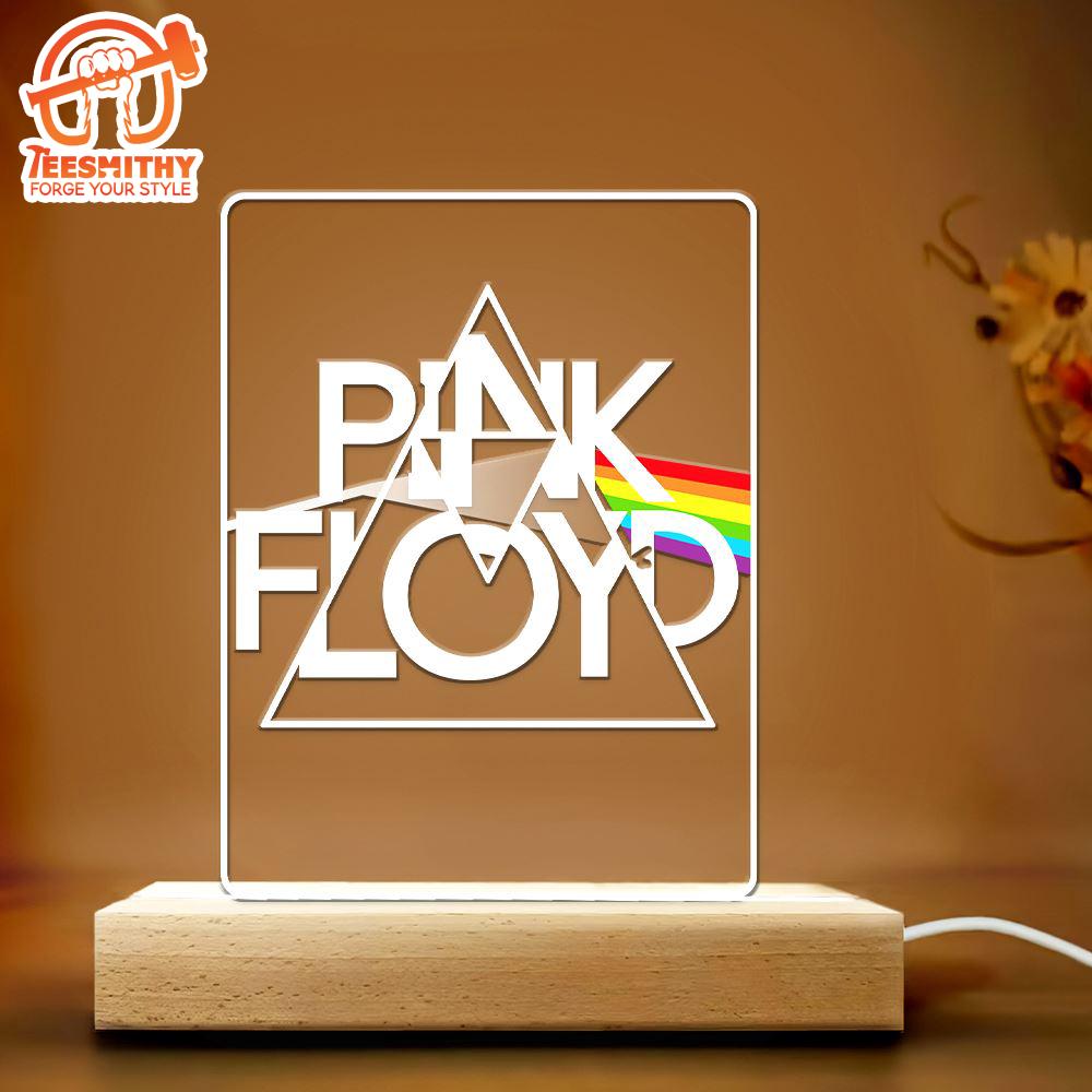 Pink Floyd Led Light with Wooden Base