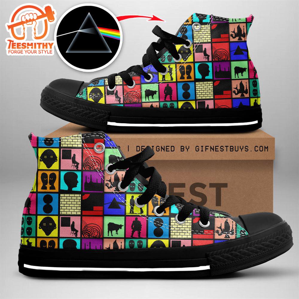 Pink Floyd Symbol Colorful Shoes, Pink Floyd High Top Shoes