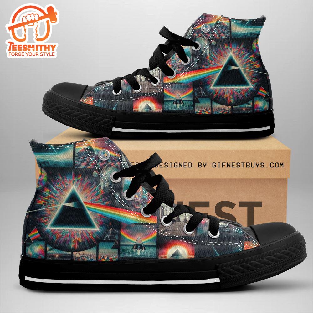 Pink Floyd Symbol Rainbow Shoes, Pink Floyd High Top Shoes