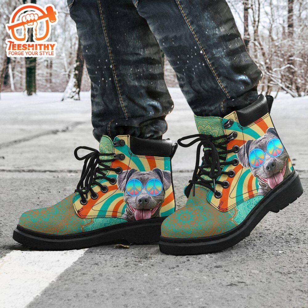 Pit Bull Dog Boots Shoes Funny Hippie Style