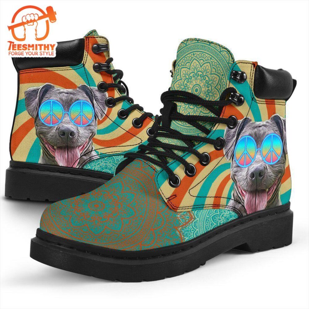 Pit Bull Dog Boots Shoes Funny Hippie Style