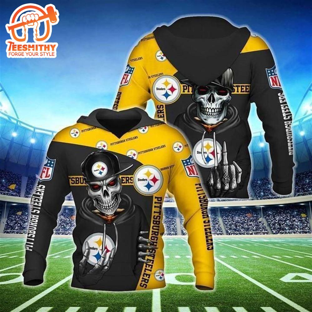 Pittsburgh Steelers Hip Hop Skull 3D Hoodie Zip Hoodie, Nfl 3D All Over Print Hoodie