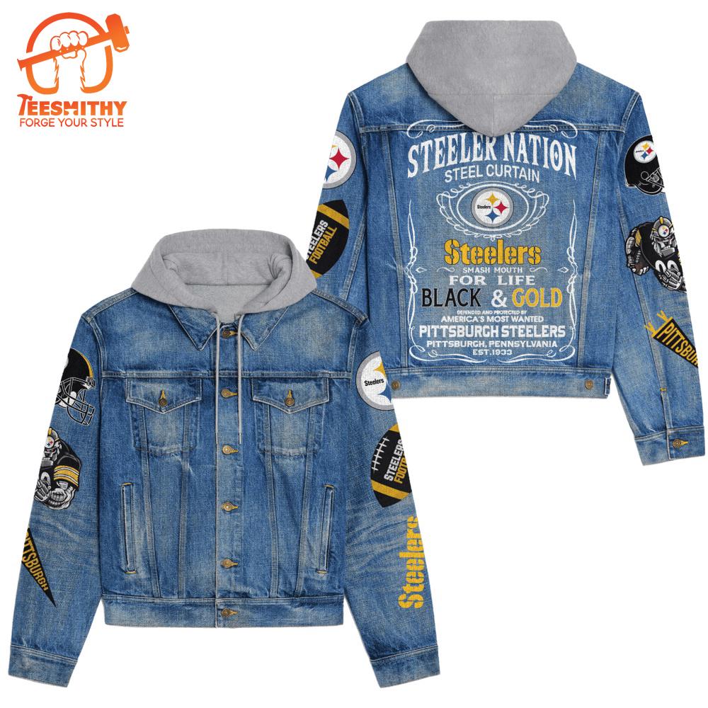 Pittsburgh Steelers Premium Hooded Denim Jacket