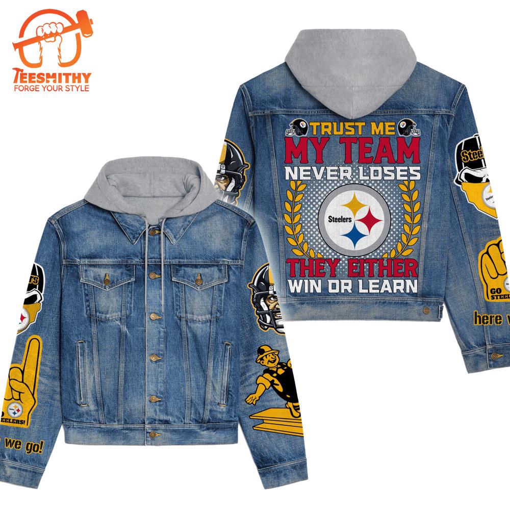 Pittsburgh Steelers Premium Hooded Denim Jacket V1