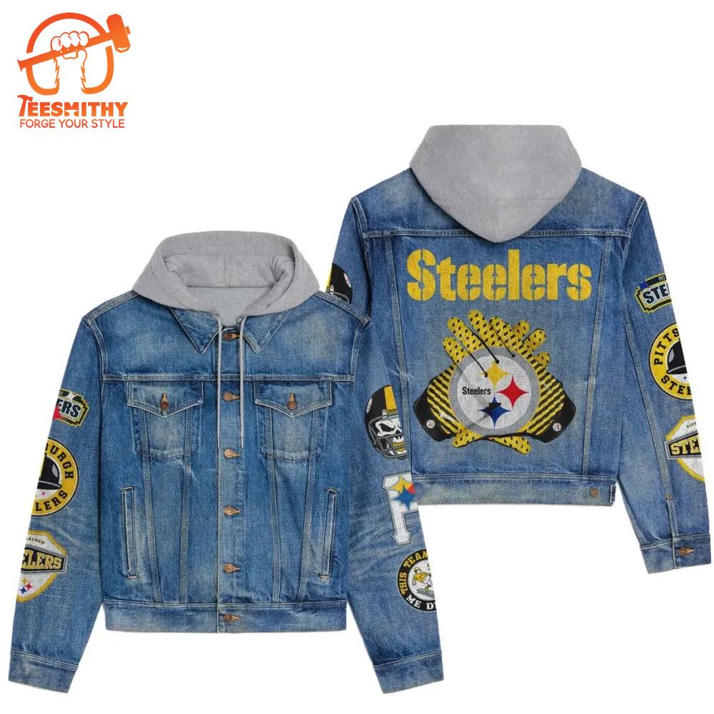 Pittsburgh Steelers Premium Hooded Denim Jacket Version 2