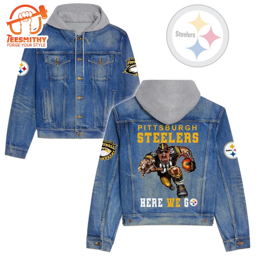 Pittsburgh Steelers Premium Hooded Denim Jacket Version 4