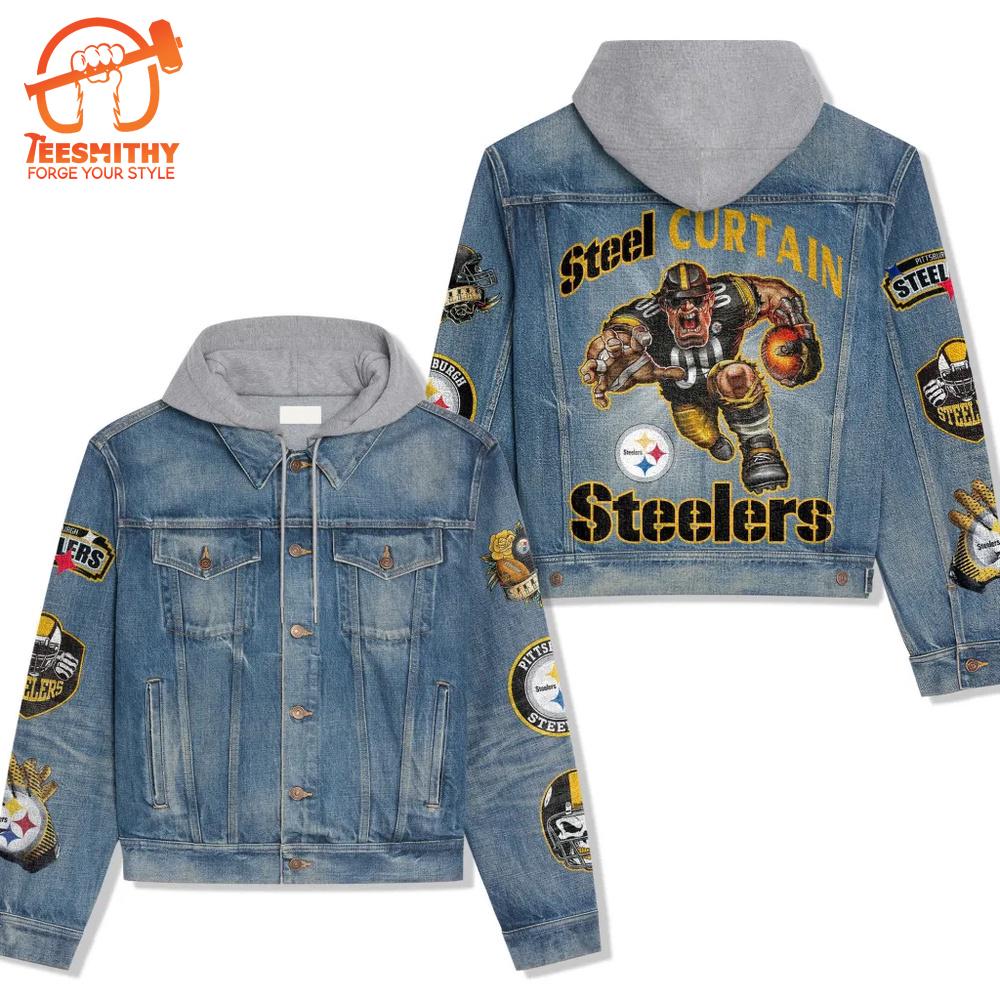 Pittsburgh Steelers Premium Hooded Denim Jacket Version 5