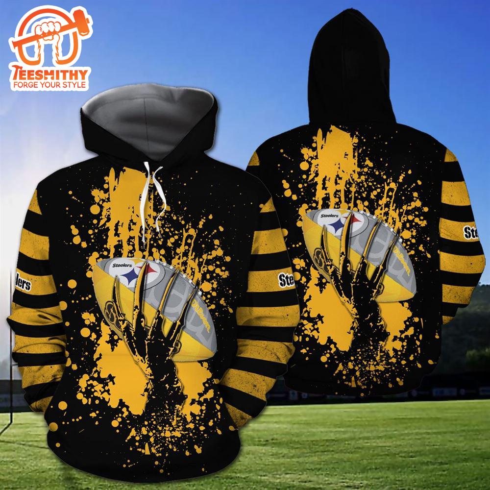 Pittsburgh Steelers Skull Hand 3D Hoodie Zip Hoodie, Nfl 3D All Over Print Hoodie