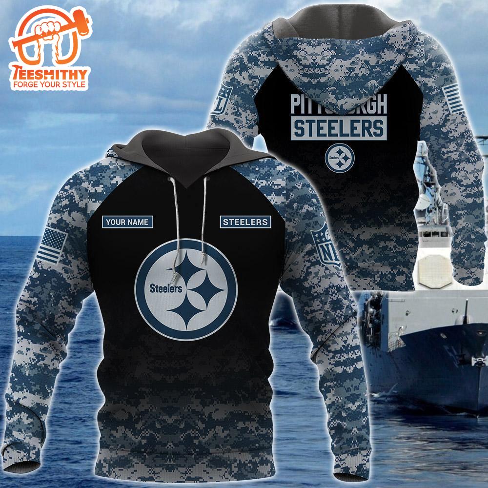 Pittsburgh Steelers U.S. Navy NWU Camouflage Cutsom Name Hoodie  Gift Christmas