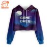 Pixel Game Over Cropped All Over Print Hoodie