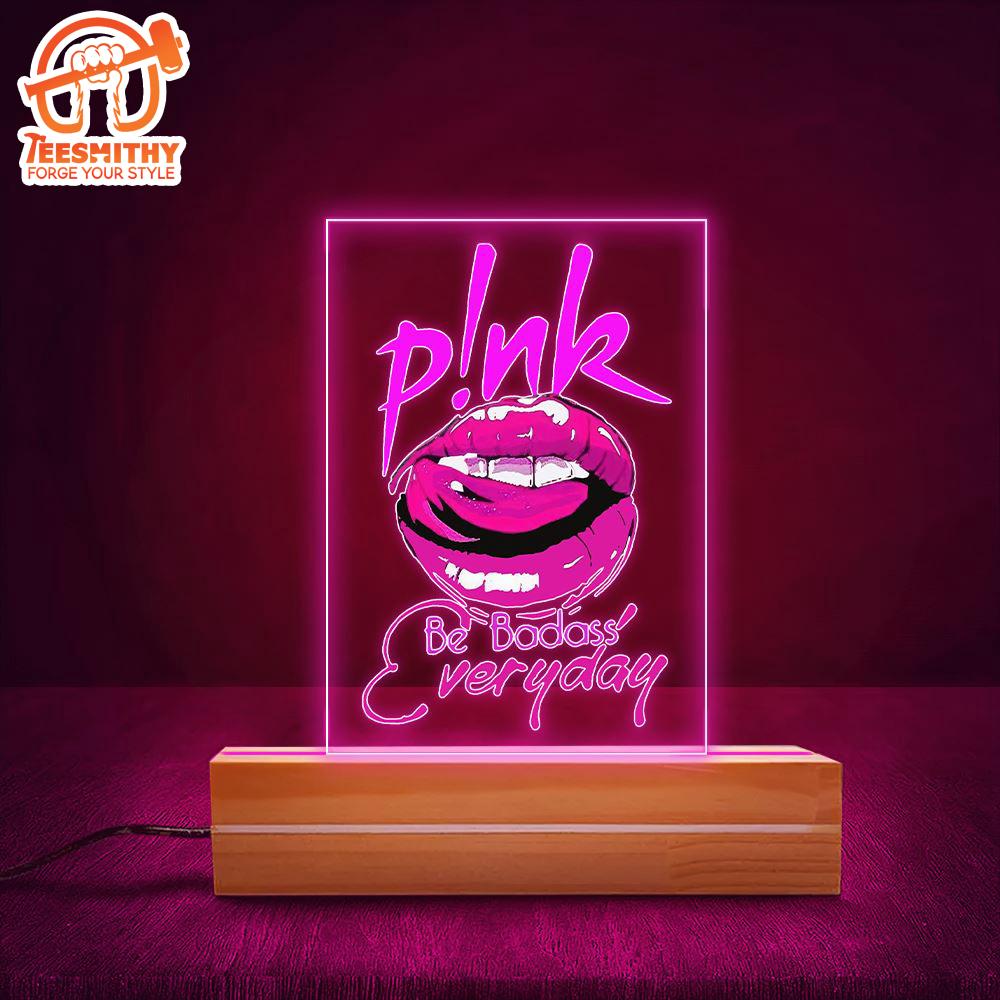 P!Nk Led Light With Wooden Base Gift Christmas