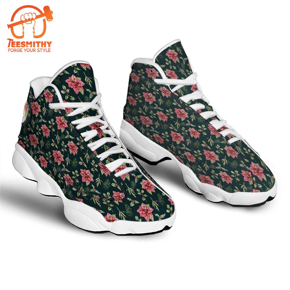 Poinsettia Christmas Watercolor Print Pattern Jd13 Shoes For Men Women   Gift Christmas