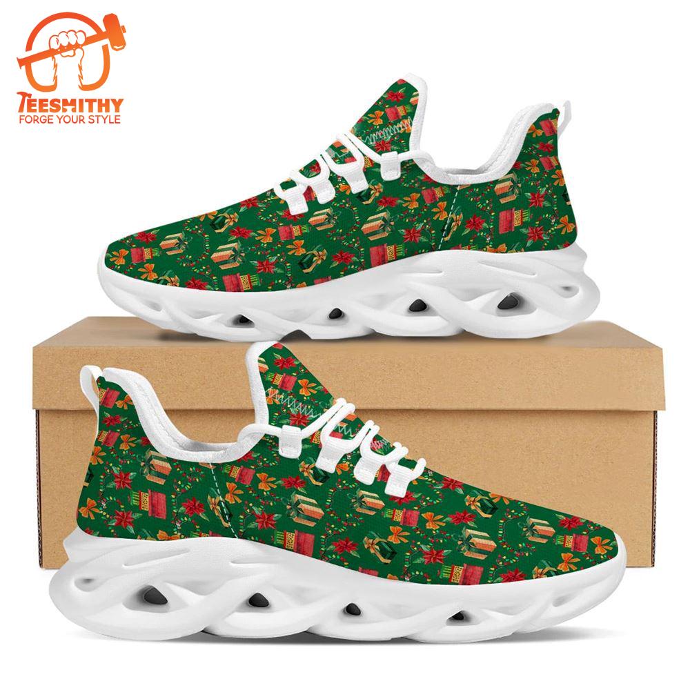 Poinsettia Cute Christmas Print Pattern White Max Soul Shoes   Gift Christmas