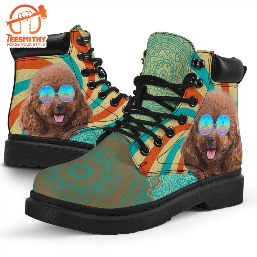 Poodle Dog Boots Funny Hippie Style Shoes