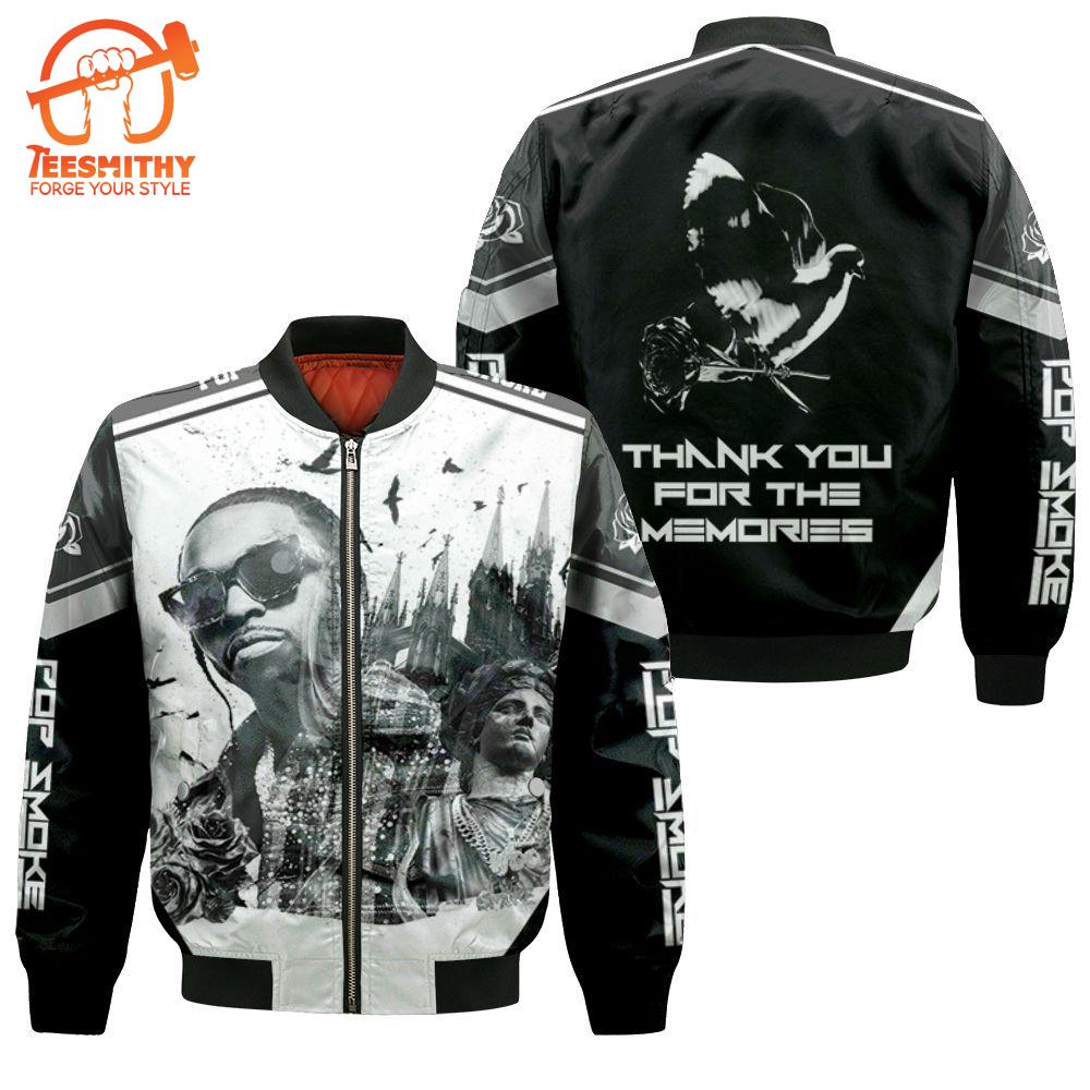 Pop Smoke 2020 Rose Church White Black Rap Hip Hop Bomber Jacket  Gift Christmas